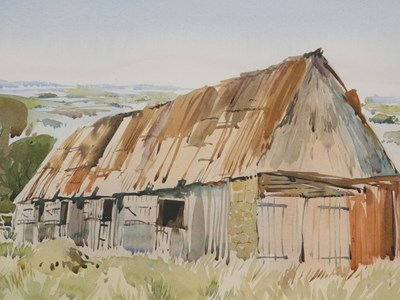 Lot 199 - Alan Oliver (20thC). Barn, watercolour, signed...