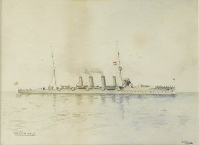 Lot 233 - D Shoppee (19thC). HMS Bristol, watercolour,...
