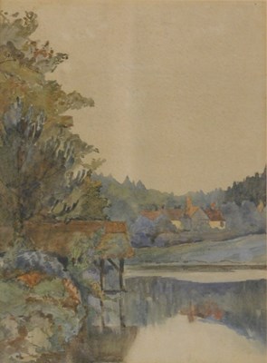 Lot 238 - 19thC English School. River and trees before...
