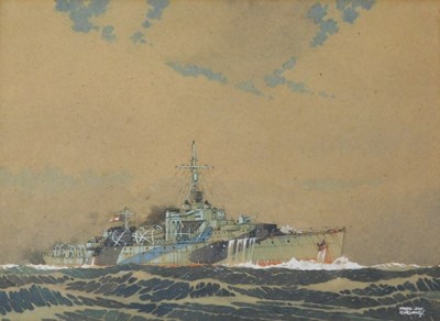 Lot 100 - Ed Jay Girling (c1900). HMS Cuckmere on calm...