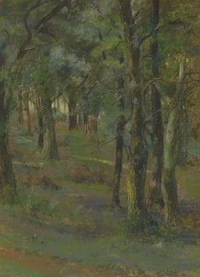 Lot 102 - Kewdsick (20thC). Woodland scene, pastel,...