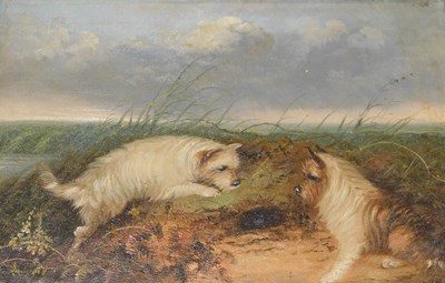 Lot 115 - La Ranglois. Hunting terriers, Morland style,...