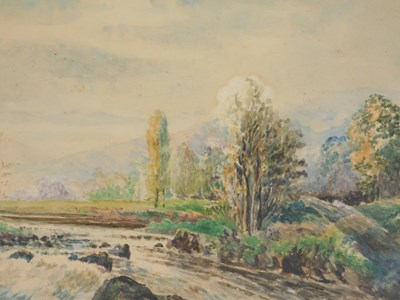 Lot 254 - W Crispin Harris (20thC). Fast flowing river...