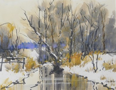 Lot 262 - Alan Oliver (20thC). Winter Scene, watercolour,...
