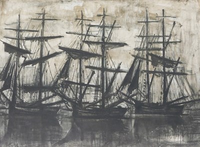 Lot 350 - After Buffet. The Black Ships, print, 53cm x...